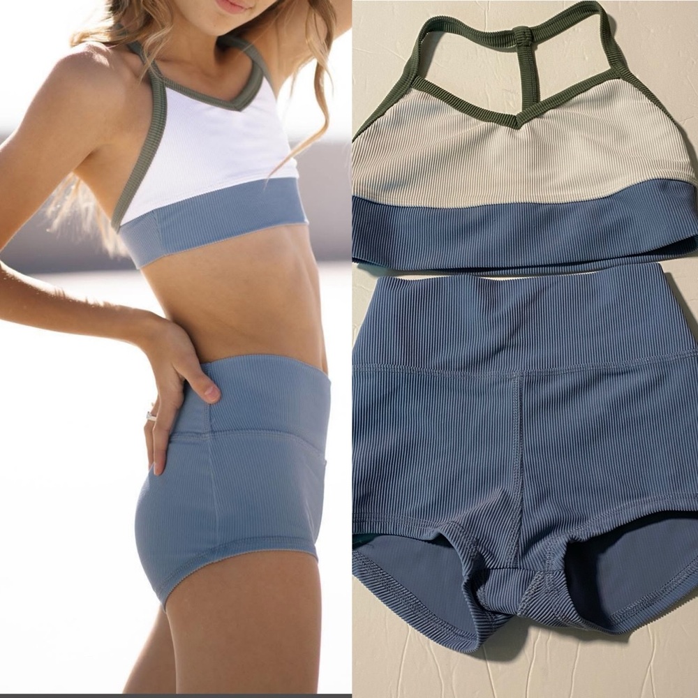 Kids Two-Piece Dance Costume in Blue and White